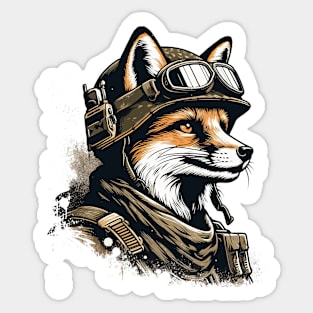 Funny Fox Soldier Sticker